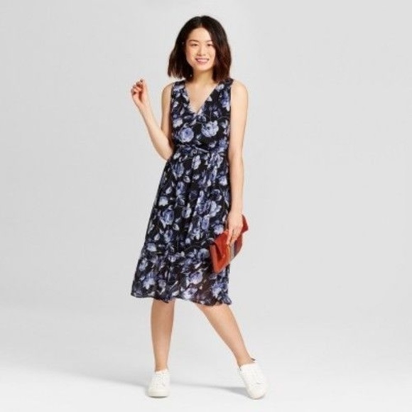 NEW A New Day Blue Floral Print Midi Dress [D2] - Picture 8 of 8